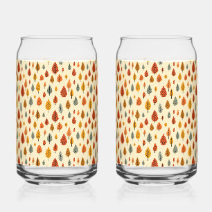 Watercolour Fall Leaves seamless Pattern Can Glass
