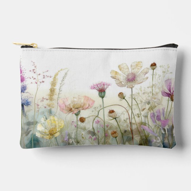 Watercolour field of wild flowers  accessory pouch (Front)