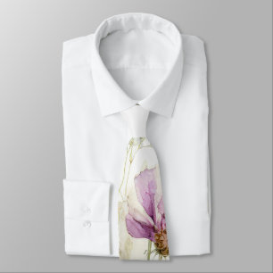 Watercolour field of wild flowers tie