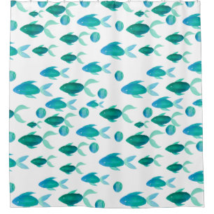 Watercolour Fish Pattern in Blue
