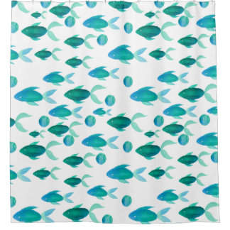 Watercolour Fish Pattern in Blue