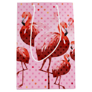 Watercolour Flamingo Pattern Medium Gift Bag