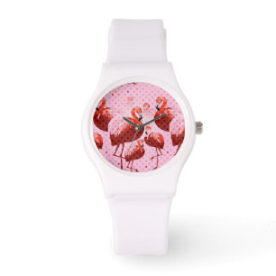 Watercolour Flamingo Pattern Watch