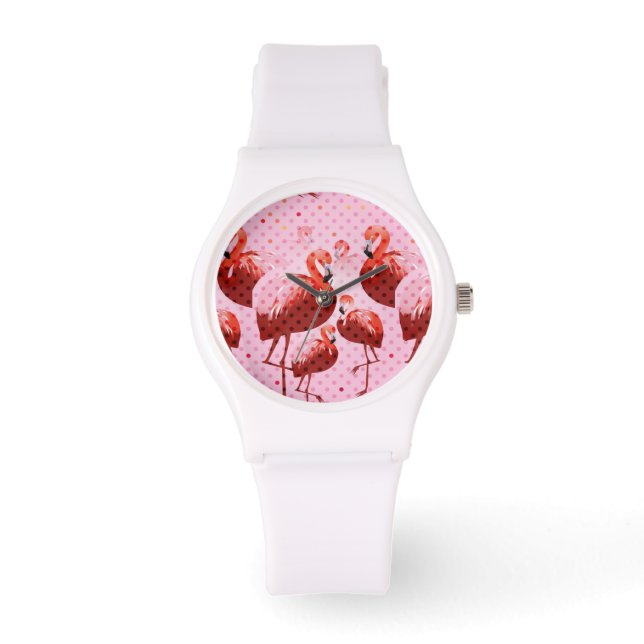 Watercolour Flamingo Pattern Watch (Front)