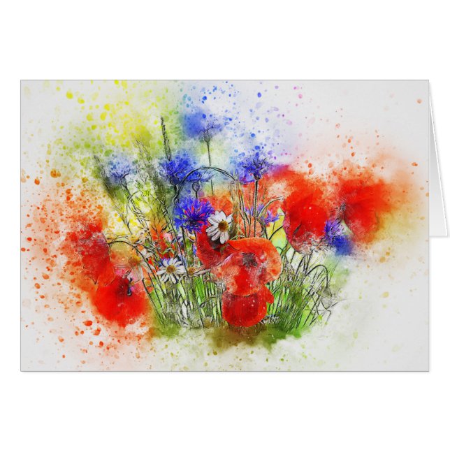 Watercolour Floral Bouquet (Front Horizontal)