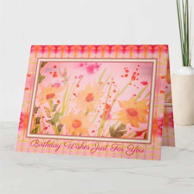 Watercolour Floral Designed Card (Front)