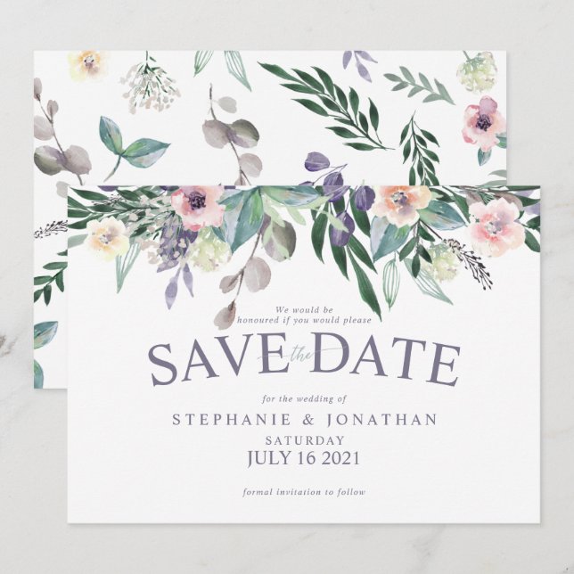 Watercolour floral invitation (Front/Back)