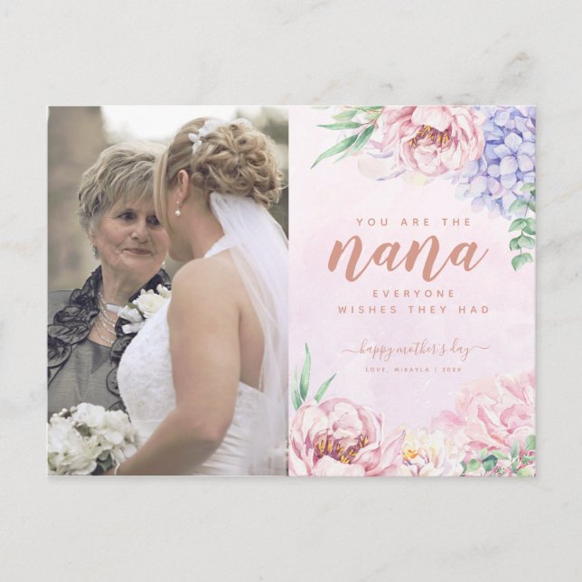 Watercolour Floral Mother's Day For Nana Postcard (Front)