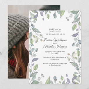 Watercolour Floral Photo Engagement Invitation
