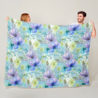 Watercolour floral swirl fleece blanket