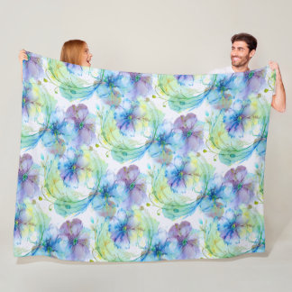 Watercolour floral swirl fleece blanket