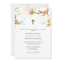 Watercolour Flower Catholic Wedding Invitations