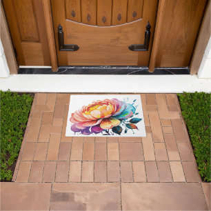 watercolour flower doormat