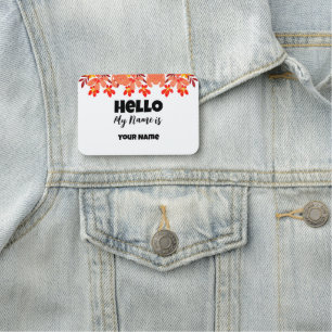 Watercolour flowers nature frame Hello my Name is Tag