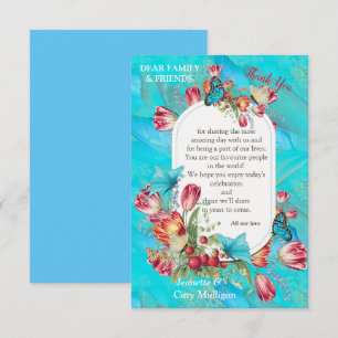 Watercolour Flowers with Visiting Butterflies. RSVP Card