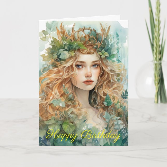 Watercolour Forest Princess Card (Front)