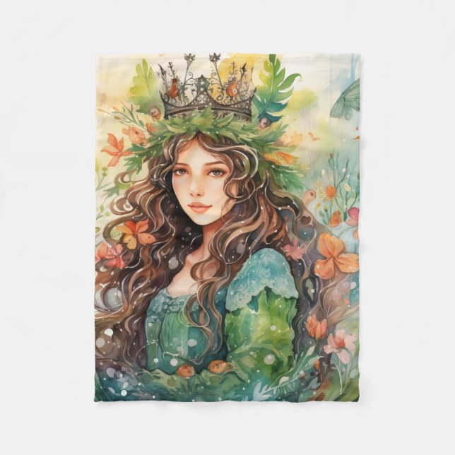 Watercolour Forest Princess Fleece Blanket (Front)