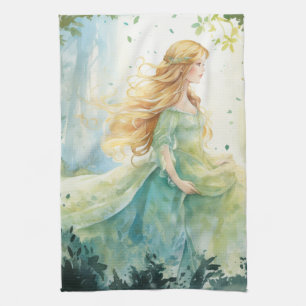 Watercolour Forest Princess Kitchen Towel