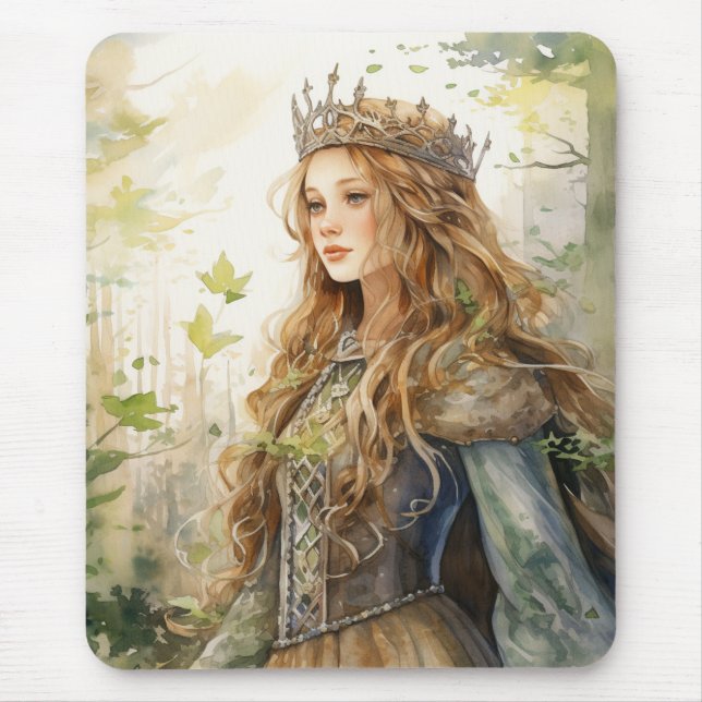 Watercolour Forest Princess Mouse Pad (Front)