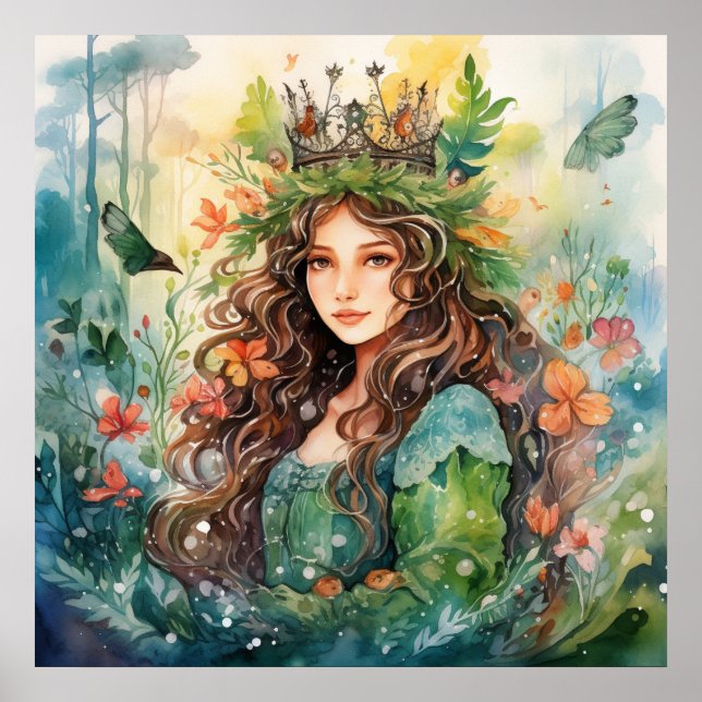 Watercolour Forest Princess Poster (Front)
