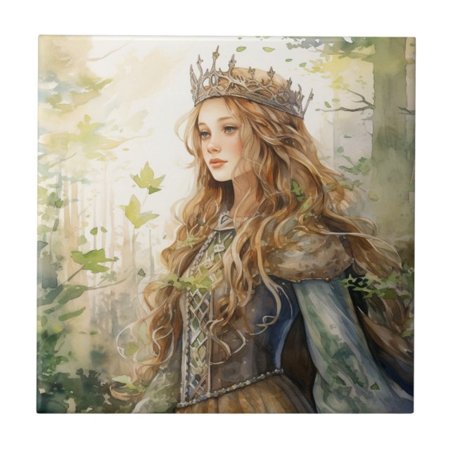Watercolour Forest Princess Tile (Front)