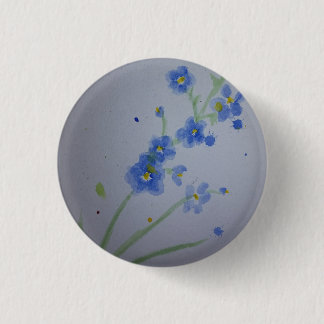 Watercolour forget-me-not badge 1 inch round button