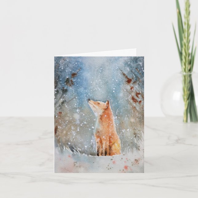 Watercolour Fox Christmas Card (Front)