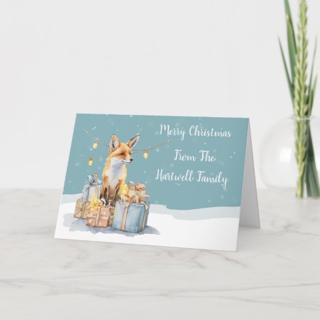 Watercolour Fox  Holiday Card (Front)