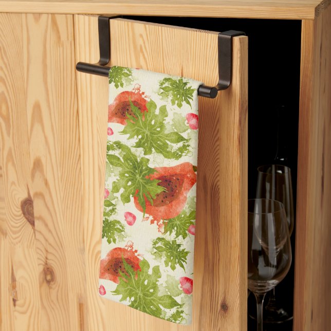 Watercolour Fruit Tea Towel – Paw Paw  (Thirds Fold)
