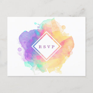 Watercolour Fun RSPV Announcement Postcard