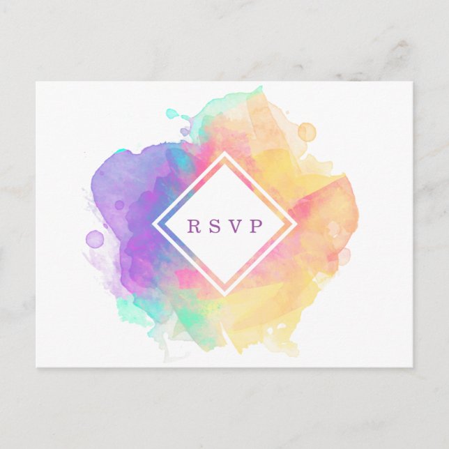 Watercolour Fun RSPV Announcement Postcard (Front)