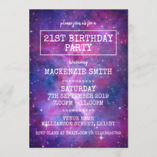 Watercolour Galaxy Birthday Party Invitation