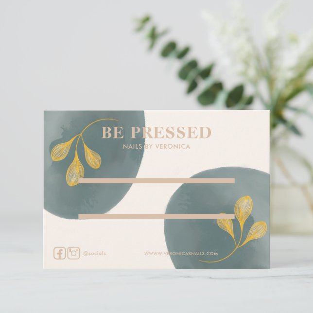 Watercolour Gold Chic Press On Nail Display Card (Standing Front)