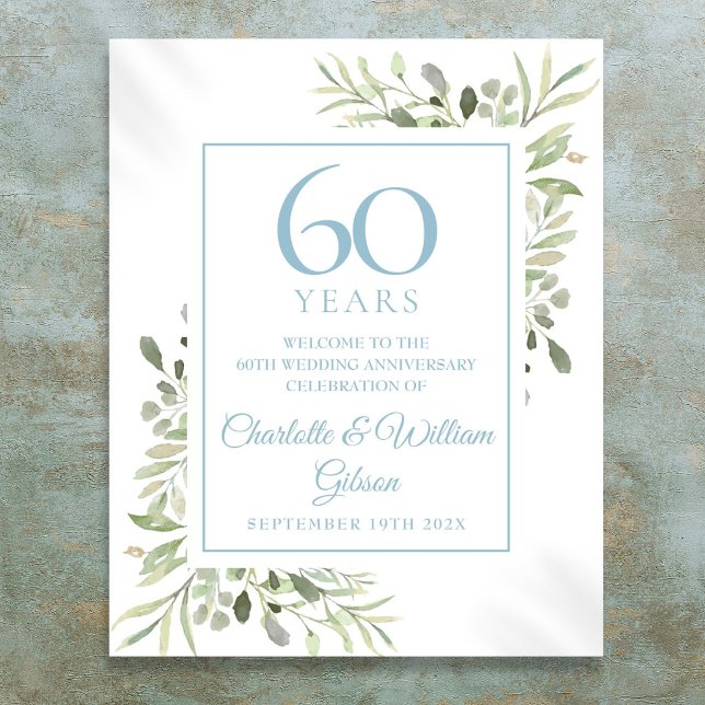 Watercolour Greenery 60th Anniversary Welcome Poster (Watercolor Greenery 60th Anniversary Welcome Poster
)
