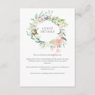 Watercolour Greenery Guest Information Details Enclosure Card