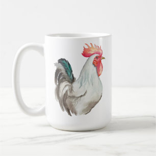 Watercolour hand drawing of a Rooster Coffee Mug