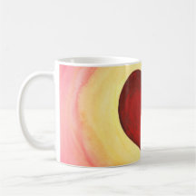 Watercolour Heart Love floating above mountains