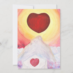 Watercolour Heart Love floating above mountains  Invitation