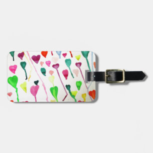 Watercolour hearts illustration art luggage tag