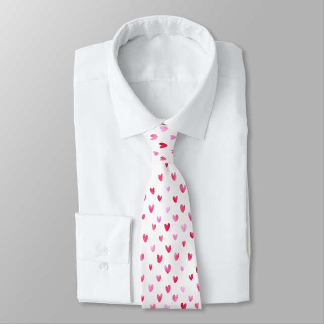 Watercolour hearts - Transparent Tie (Tied)