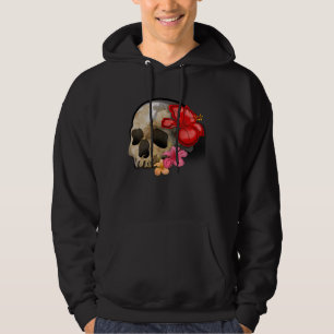 Watercolour hippie gothic skull hibiscus floral Ha Hoodie