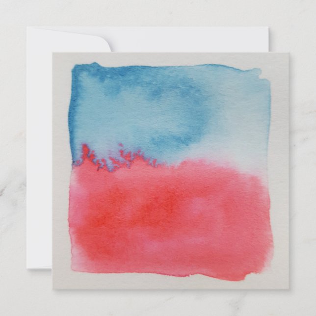 Watercolour Horizons Red Blue Customizable Card (Front)