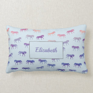 Watercolour Horses Lumbar Pillow