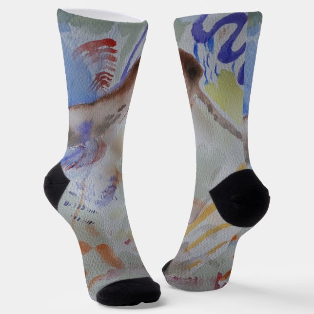 Watercolour Hummingbird Crew Socks (Angled)