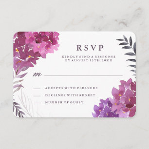 Watercolour Hydrangeas and Botanicals RSVP Card