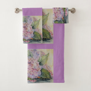 Watercolour Hydrangeas Bath Towel Set
