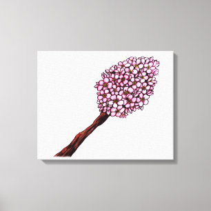 watercolour illustration pink cherry blossoms zen canvas print