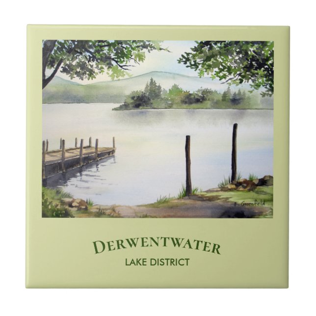 Watercolour Landscape Painting of Derwentwater Tile (Front)