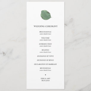 Watercolour leaf wedding program