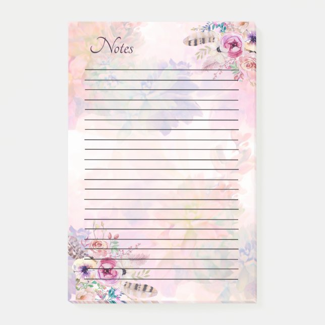 Watercolour Lined Notes Post-it Pad (Front)